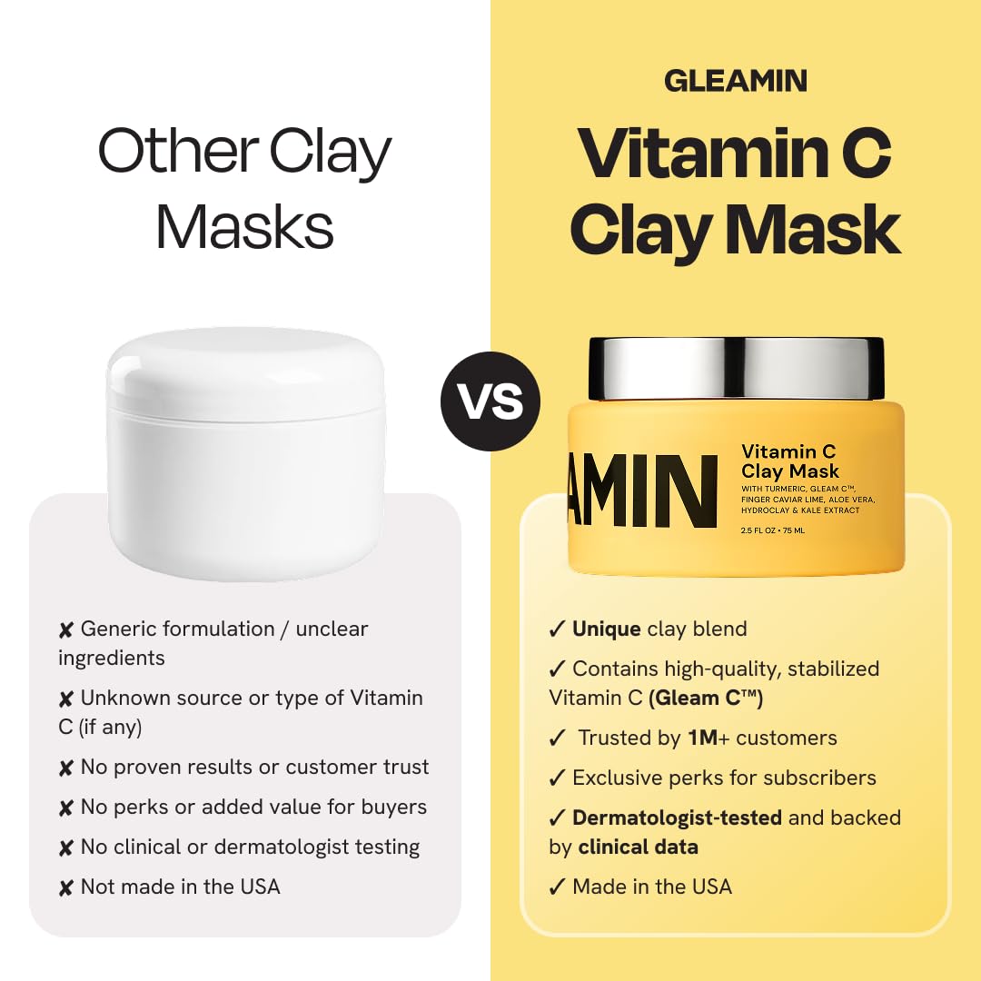 Gleamin before and after comparison showing improved tone and refined pores
