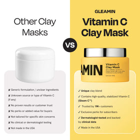 Gleamin label detail highlighting ingredient list and brightening botanicals