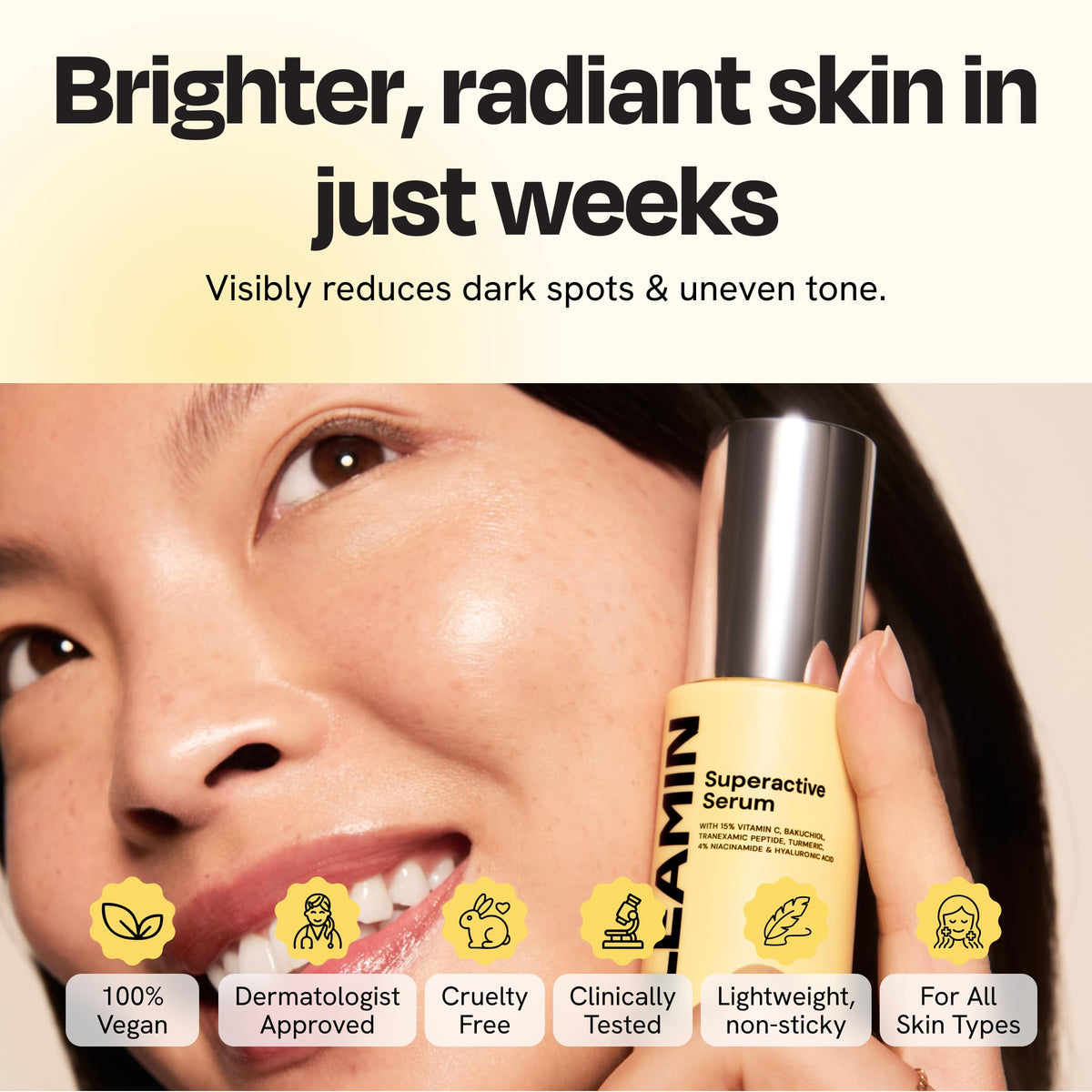 Gleamin bottle on bathroom vanity showing daily routine and organized benefit