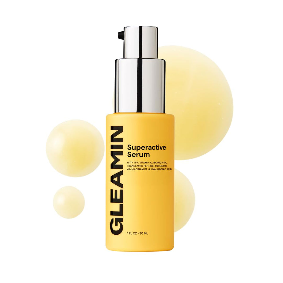 Gleamin bottle front view showing product and clean packaging benefit