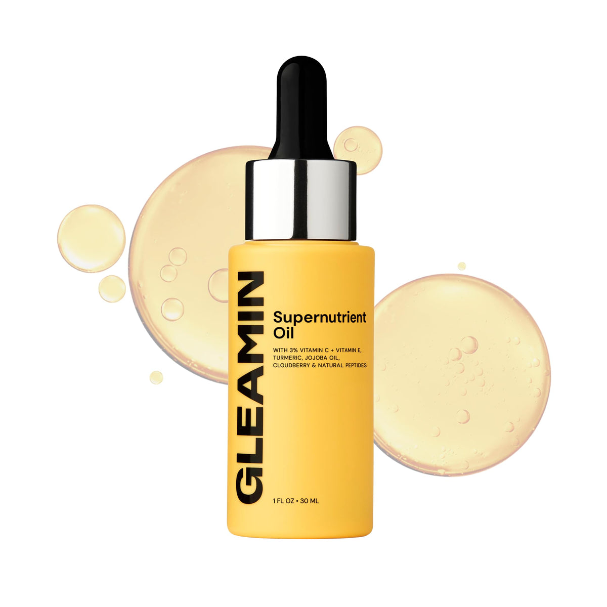 Gleamin front packaging showing 1 fl oz bottle for easy identification and benefit