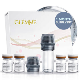 Glemme front packaging showing full micro infusion kit and contents, clear benefits