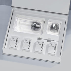 Glemme lifestyle bathroom vanity setup showing compact travel-friendly kit