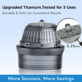 Glemme titanium derma stamp closeup highlighting durable needle head