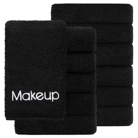 GLIMGLINT front packaging showing 12 black makeup remover towels benefits convenience