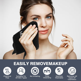 GLIMGLINT cloth in hand removing makeup demo showing effective stain lifting