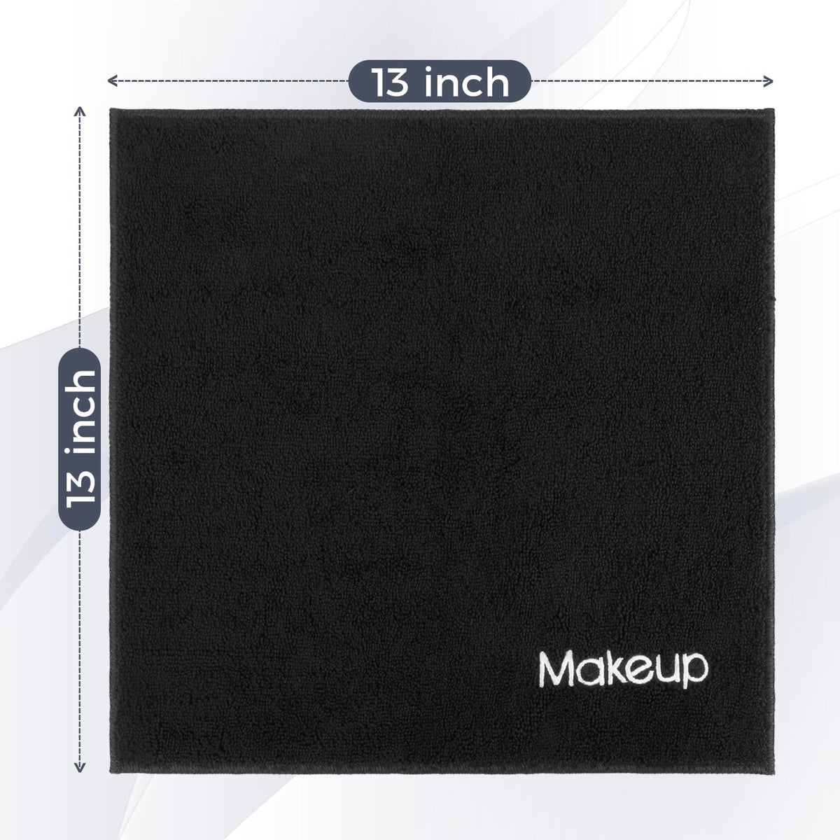 GLIMGLINT cloth beside ruler illustrates 13 by 13 inch size for full face coverage