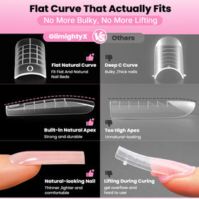 GlimightyX close-up of flat inner curve for smoother gel application