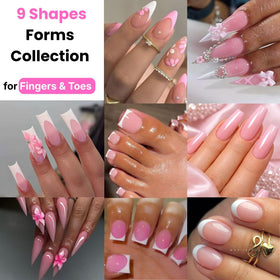 GlimightyX display of nine form shapes for versatile nail styling