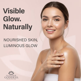 Glimmer Goddess applied to shoulder demonstrating luminous, touchable finish