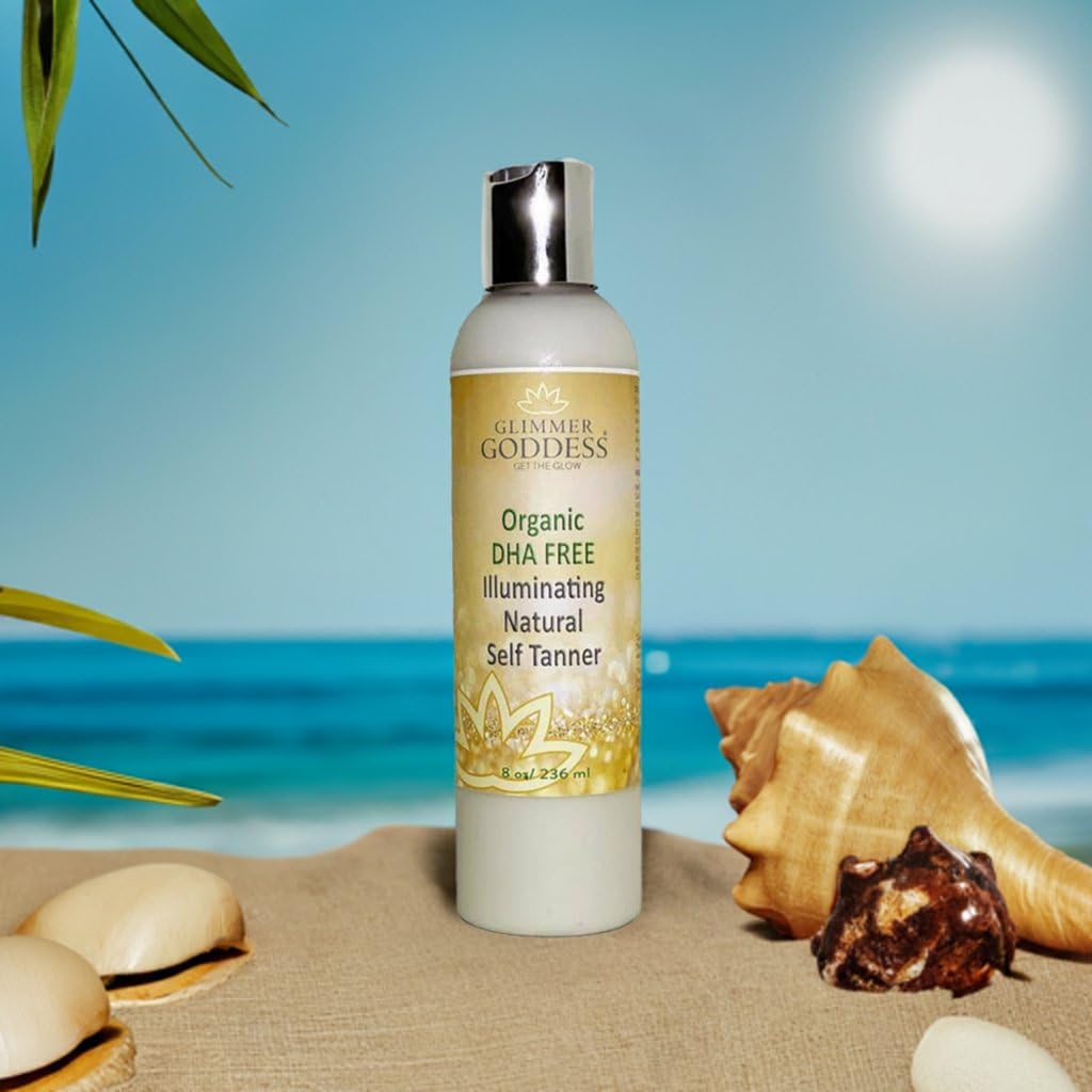Glimmer Goddess bottle in bathroom setting suggesting daily skincare integration