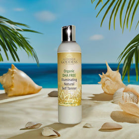 Glimmer Goddess lotion texture close-up highlighting creamy, fast-absorbing formula