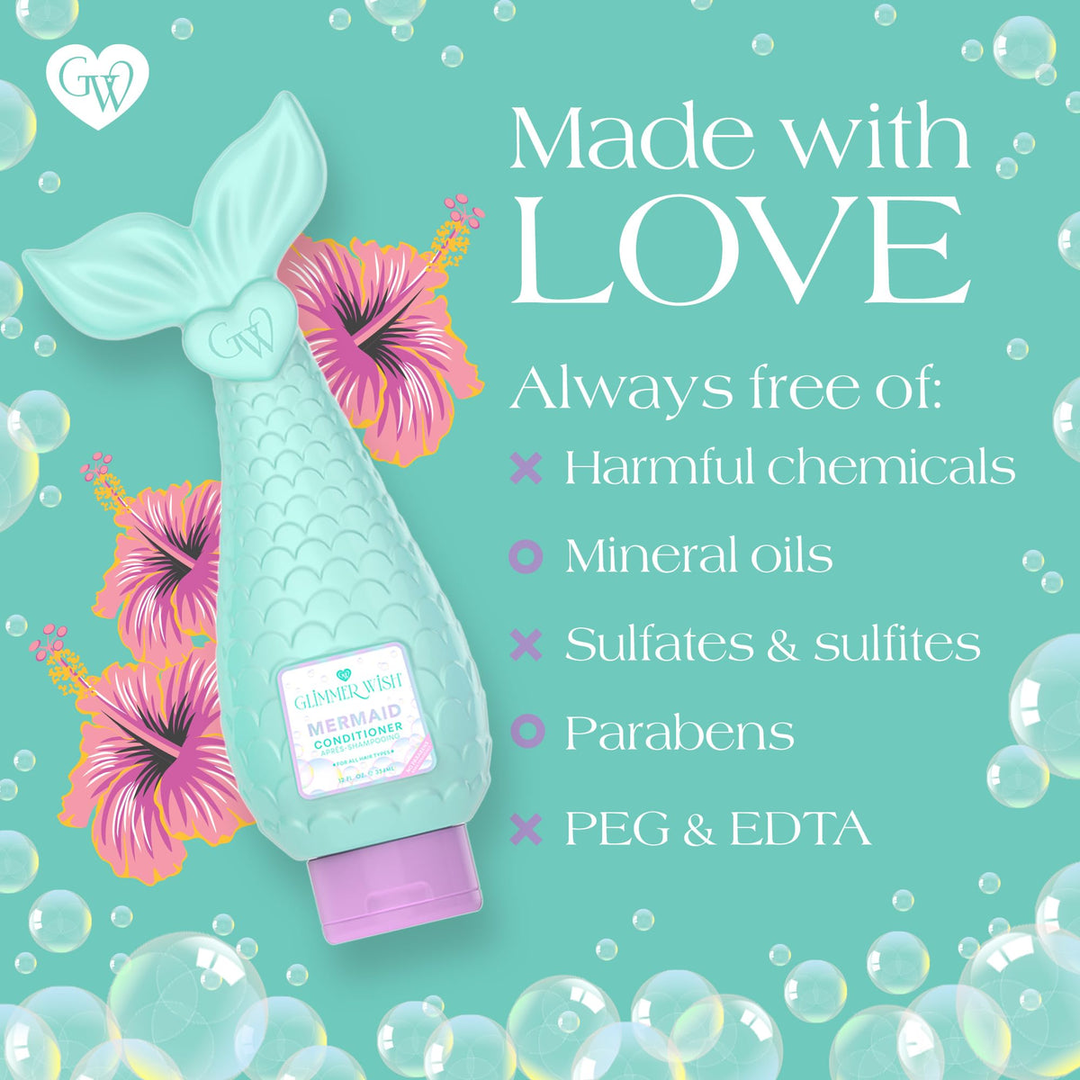 Glimmer Wish conditioner pouring into palm showing easy application and control
