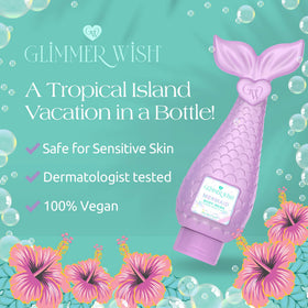 Glimmer Wish scent ingredients with coconut pineapple and hibiscus visuals