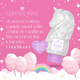 Glimmer Wish coconut and macadamia oils display emphasizing natural conditioning benefits