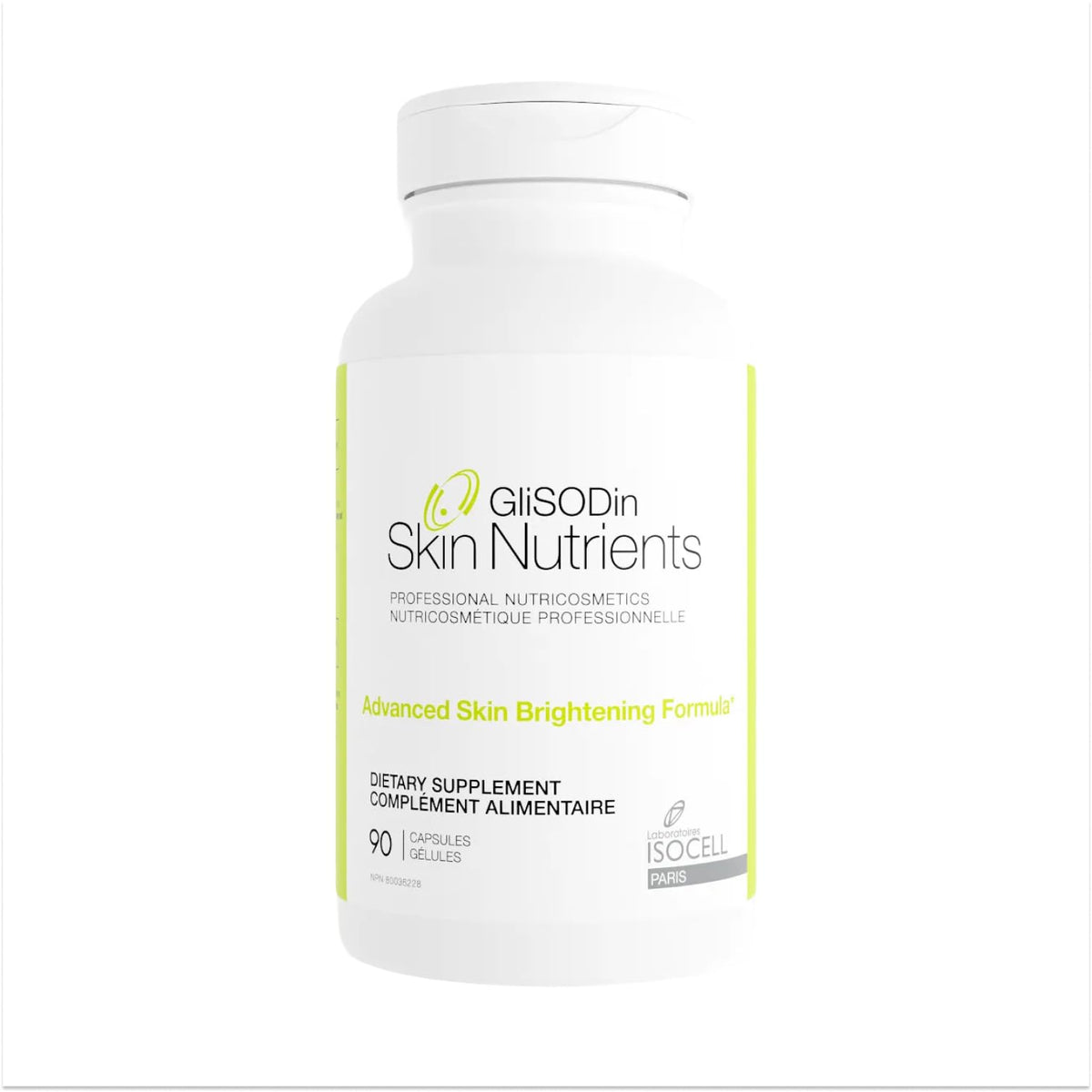 GliSODin front bottle showing 90 capsules and supplement benefit