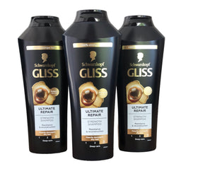GLISS close-up texture of liquid keratin shampoo highlighting restorative formula