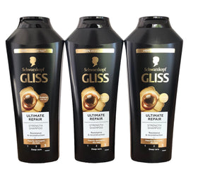 GLISS shampoo in use under running water demonstrating smoother, shinier hair