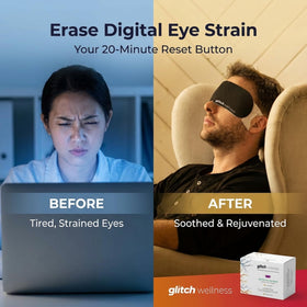 Glitch mask beside smartphone showing compact travel size