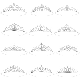 GLITZJOY front view of twelve tiaras, showcasing set variety and party-ready sparkle