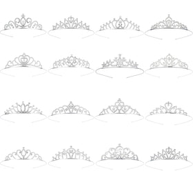 GLITZJOY front view of entire tiara set showing variety and immediate sparkle