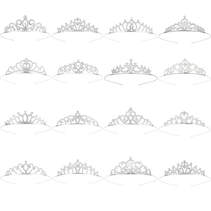 GLITZJOY front view of entire tiara set showing variety and immediate sparkle