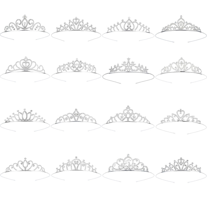 GLITZJOY front view of entire tiara set showing variety and immediate sparkle