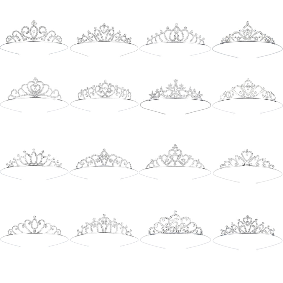 GLITZJOY front view of entire tiara set showing variety and immediate sparkle