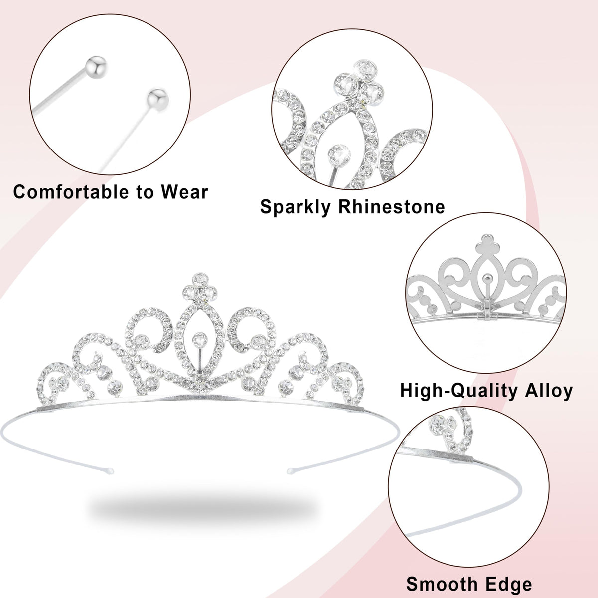 GLITZJOY tiara in hand for scale, demonstrating portable size and lightweight comfort