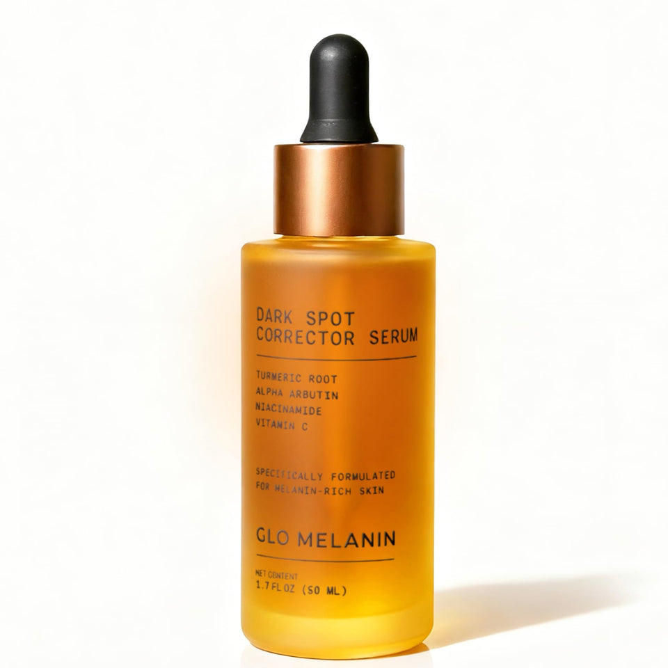 Glo Melanin front bottle centered showing clean packaging and brand clarity