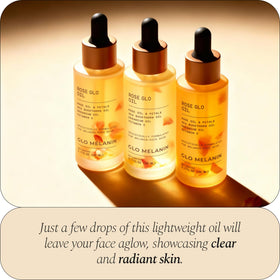 Glo Melanin applying oil to face demonstrating lightweight hydration