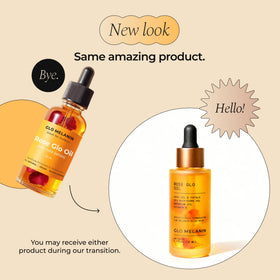 Glo Melanin oil on bathroom shelf styled for everyday routine appeal