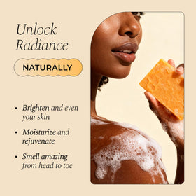 Glo Melanin soap close-up texture highlighting smooth moisturizing finish