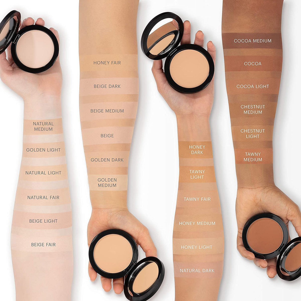 Glo Skin Beauty powder being applied with brush for buildable coverage