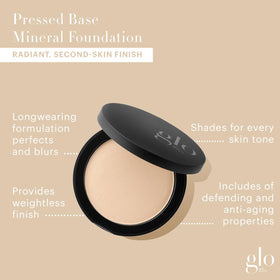 Glo Skin Beauty compact opened to reveal pressed powder pan for easy touch-ups