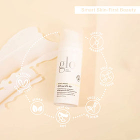 Glo Skin Beauty sunscreen applied on hand showing quick absorption benefit