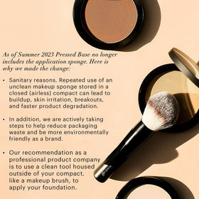 Glo Skin Beauty model applying powder with brush for buildable natural coverage