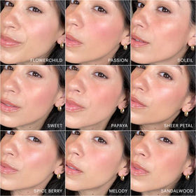 Glo Skin Beauty blush Melody applied with brush demonstrating easy blending