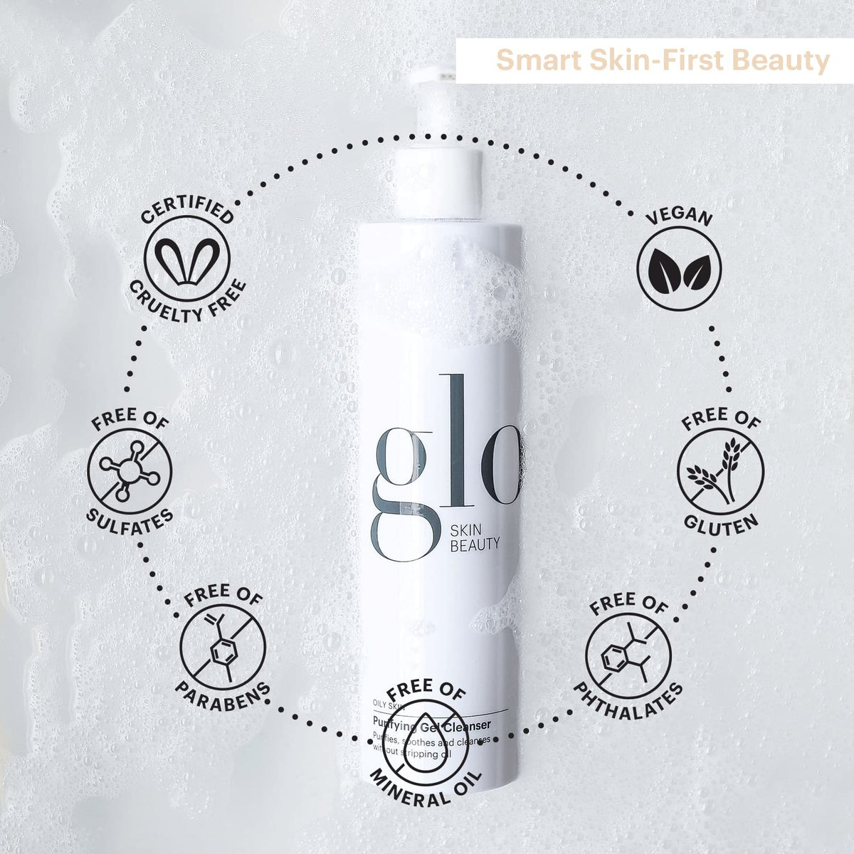 Glo Skin Beauty bottle on bathroom shelf suggesting daily routine compatibility