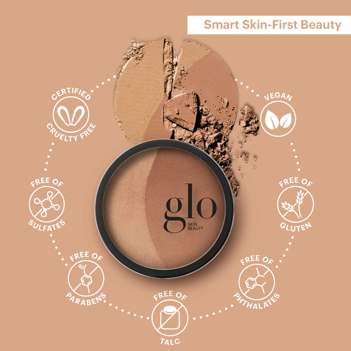 Arm swatch of Glo Skin Beauty bronzer showing buildable warm pigment and glow