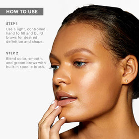 Glo Skin Beauty browliner label close-up highlighting mineral pigments and vitamins
