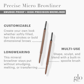 Glo Skin Beauty browliner tip close-up demonstrating fine point for precise strokes