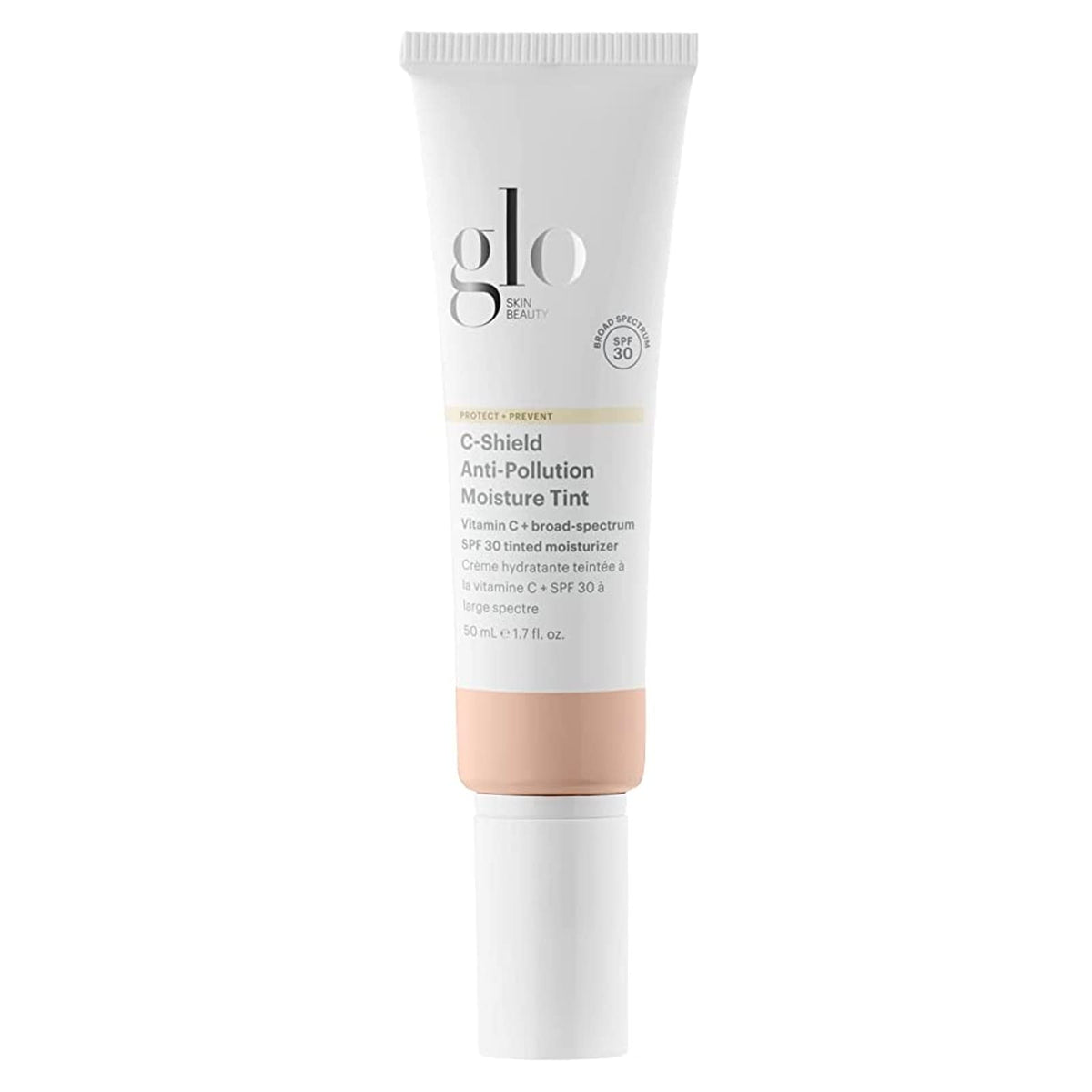 Glo Skin Beauty front packaging showing SPF and tinted moisturizer benefit