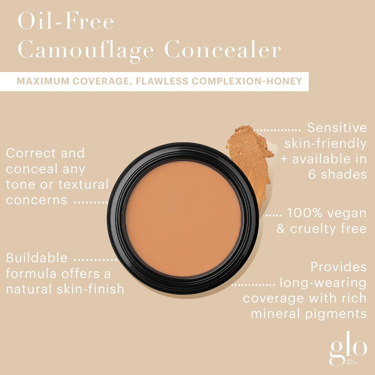 Glo Skin Beauty creamy concealer texture close-up showing blendable coverage benefit