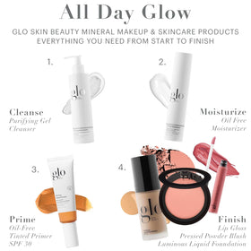 Glo Skin Beauty label close-up highlighting SPF 18 and ingredient cues