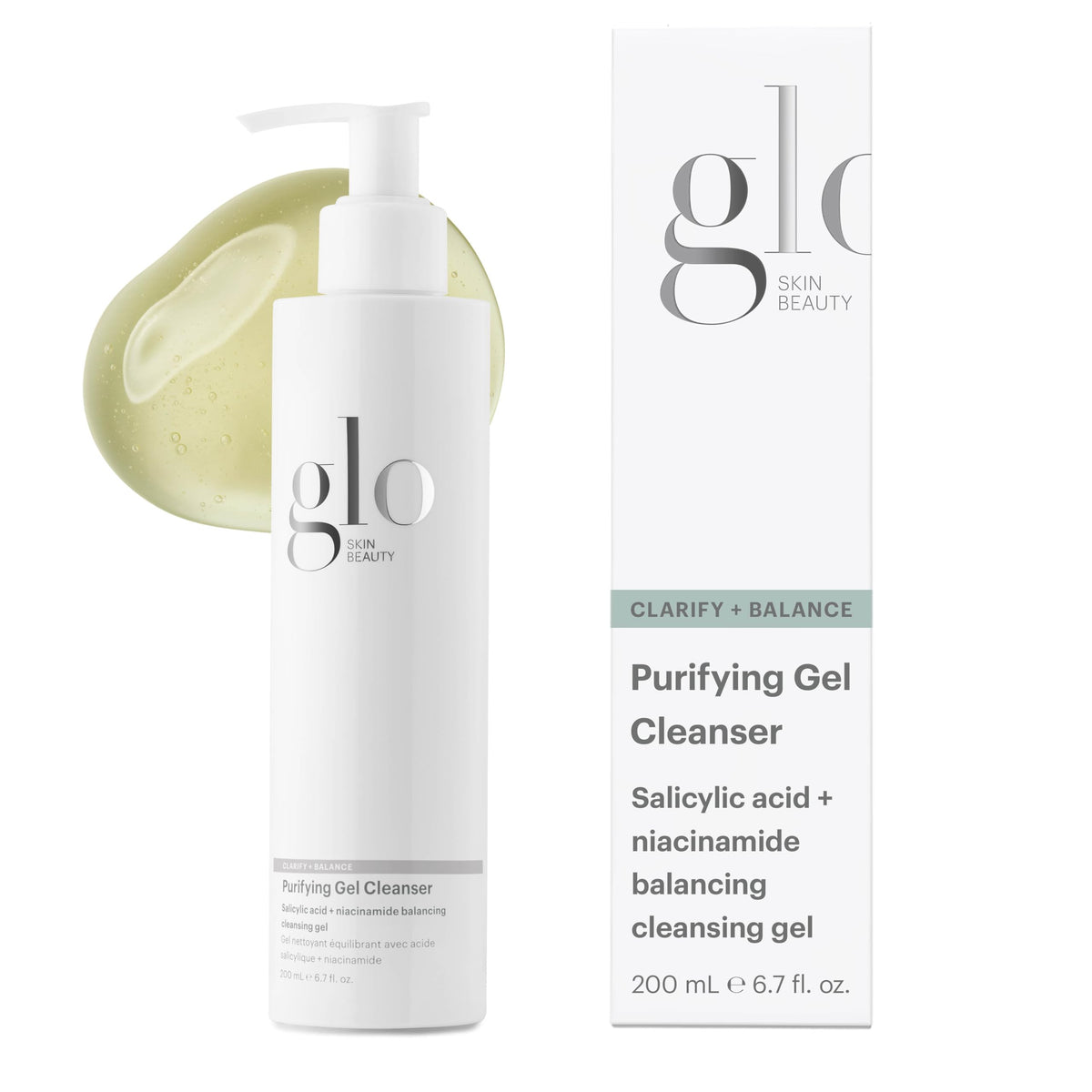 Glo Skin Beauty front packaging showing cleanser for clear pores and balanced skin