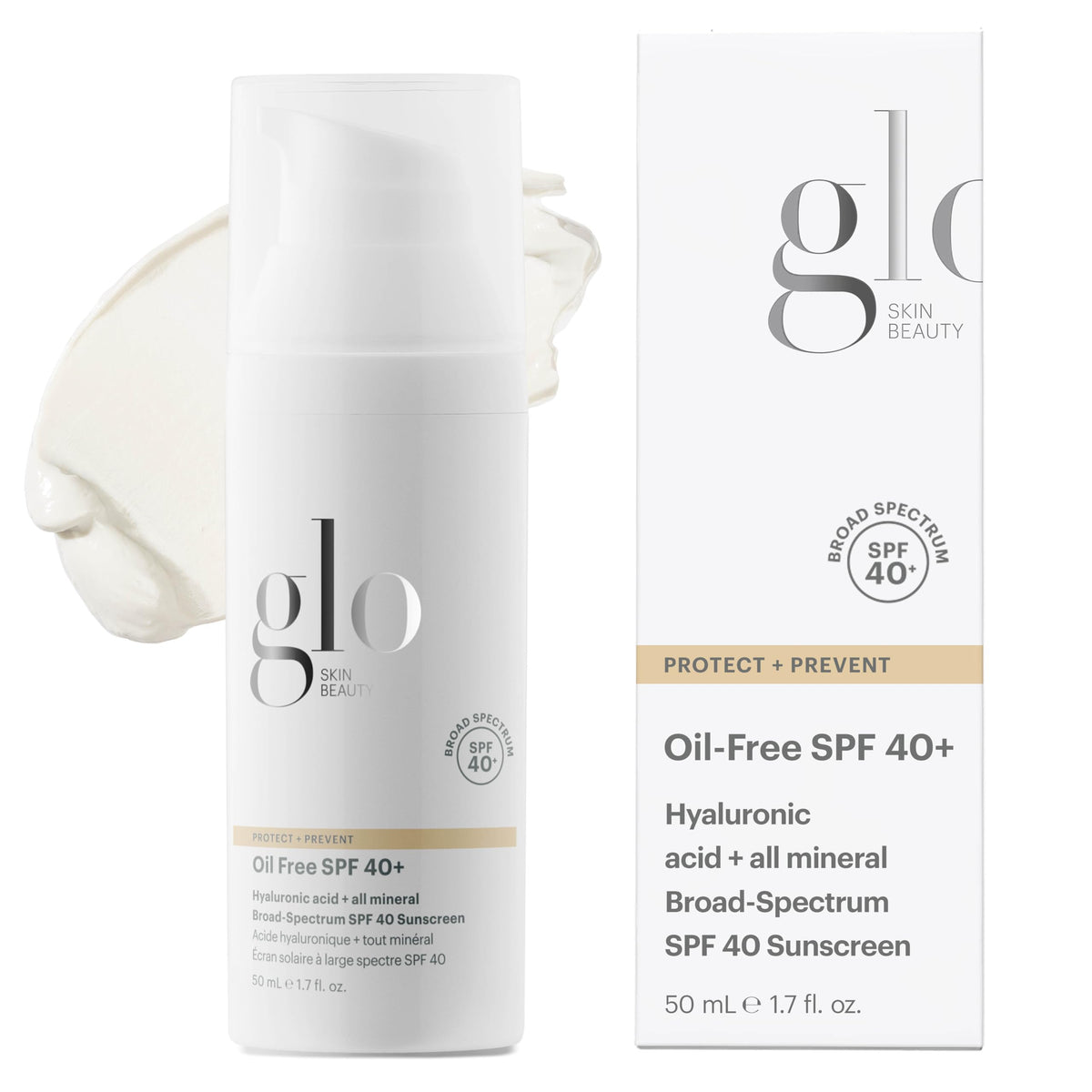 Glo Skin Beauty front packaging showing SPF 40 protection and benefits