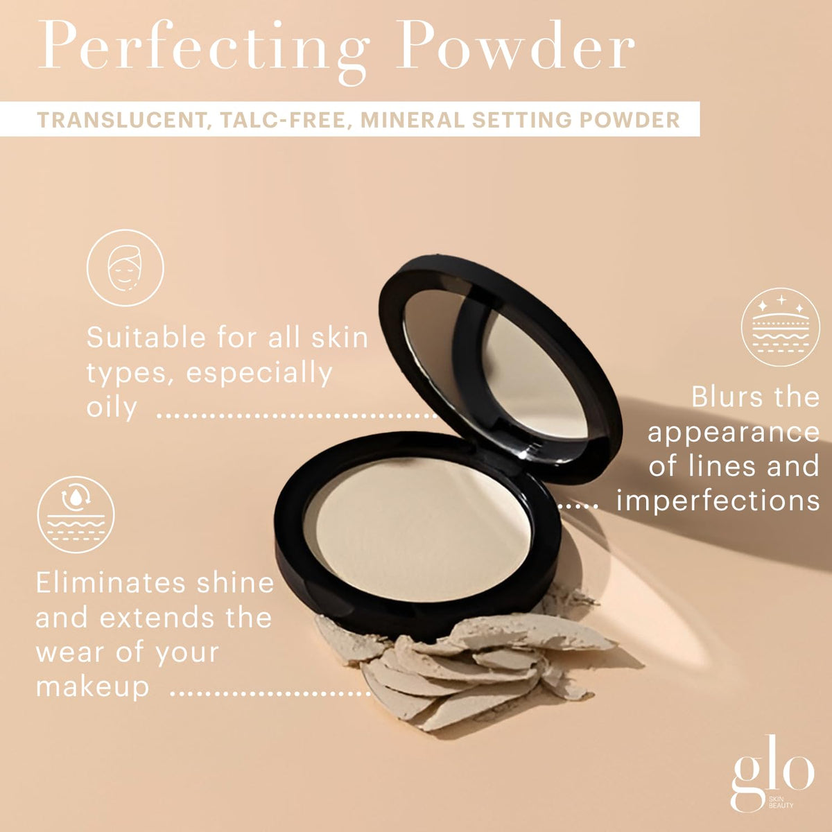 Glo Skin Beauty close-up of fine powder texture demonstrating smooth finish