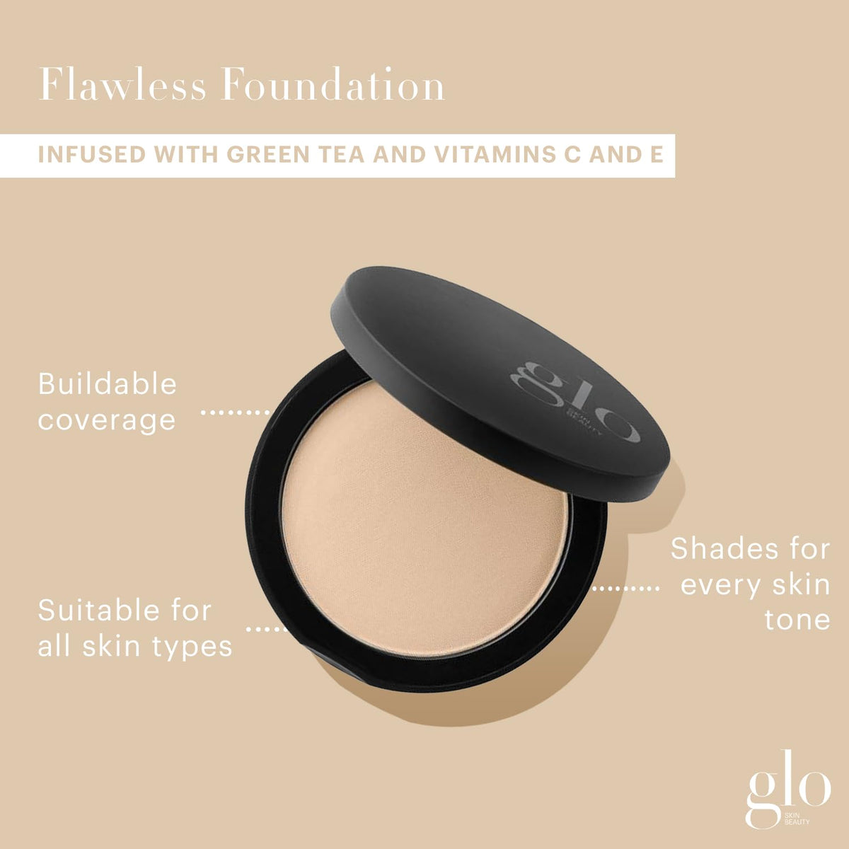 Glo Skin Beauty open pan revealing smooth pressed-powder texture and blendability