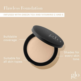 Glo Skin Beauty open pan revealing smooth pressed-powder texture and blendability